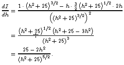 I' = (25 - 2h^2) / (h^2 + 25)^(5/2)