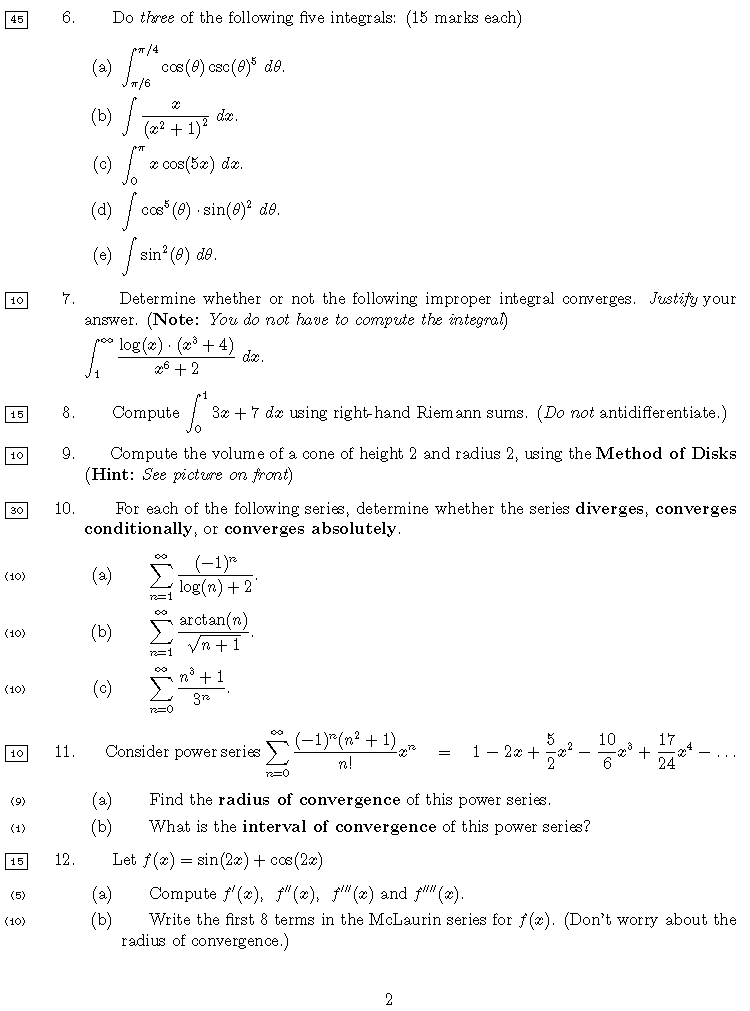 MATH 110 §B - Final Exam